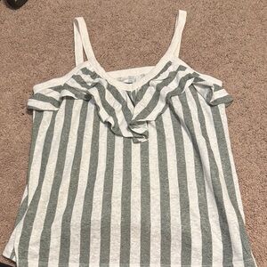 Old Navy Green and White Striped Camisole